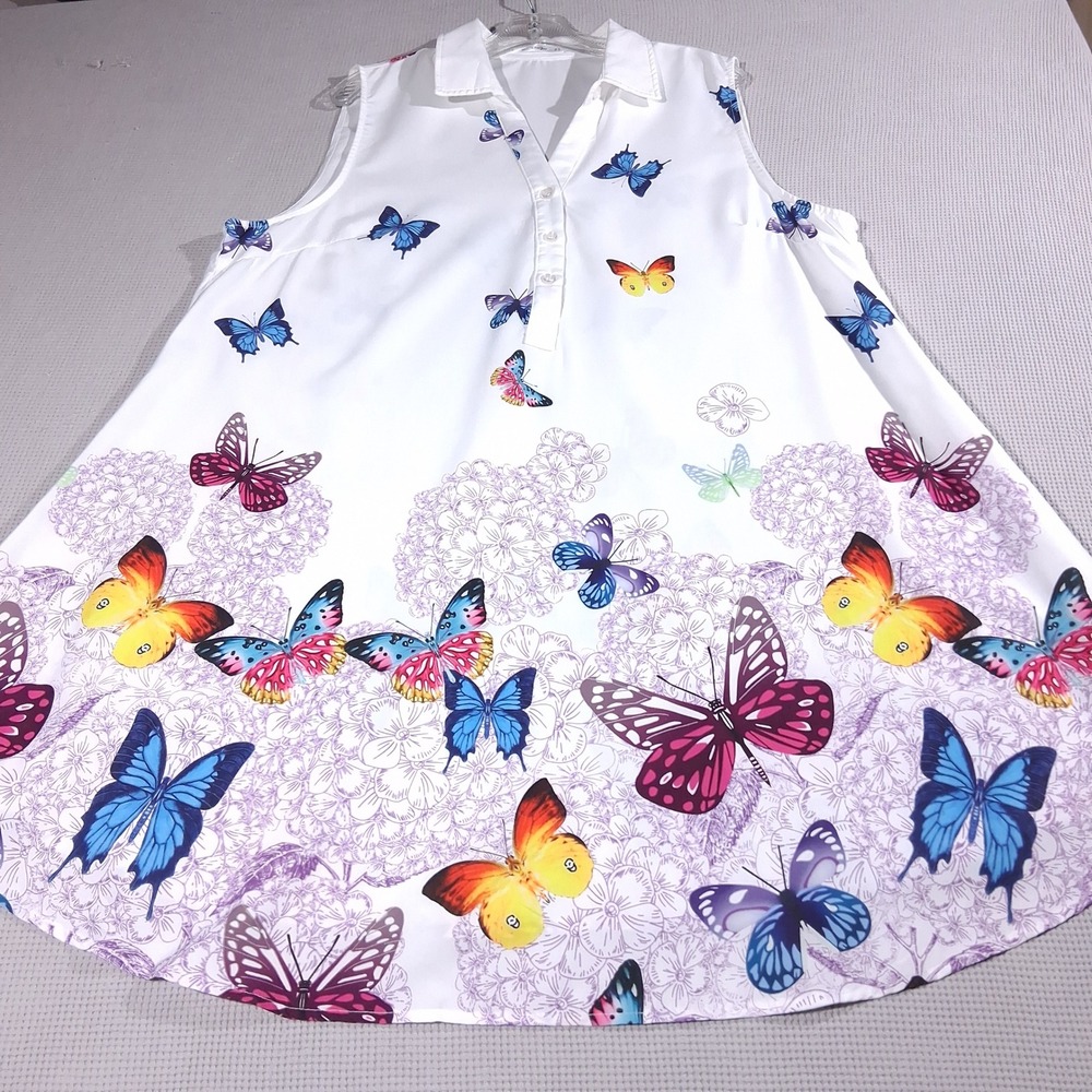 Rosegal Plus Womens 3X House Dress Bundle Butterfly Floral Lace Tunics Lot of 3 - Picture 3 of 16